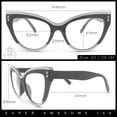 thumbnail image 3 of Oversized Thick Cat Eye Blue Light Filter Magnifying Reading Glasses [+2.0 - Clear Green Glitter], 3 of 8