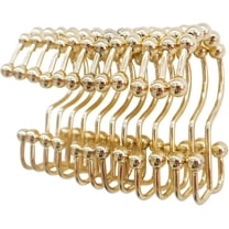 Gold Shower Curtain Hooks Double Sided Shower Curtain Rings Rust Proof Stainless Steel Shower Hooks for Curtain Rolling Shower Rings for Bathroom Curtain Rods,Set of 12
