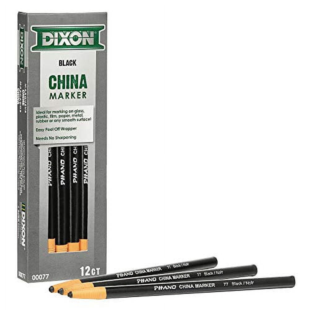 Dixon Industrial Phano Peel-Off China Marker Pencils, Black