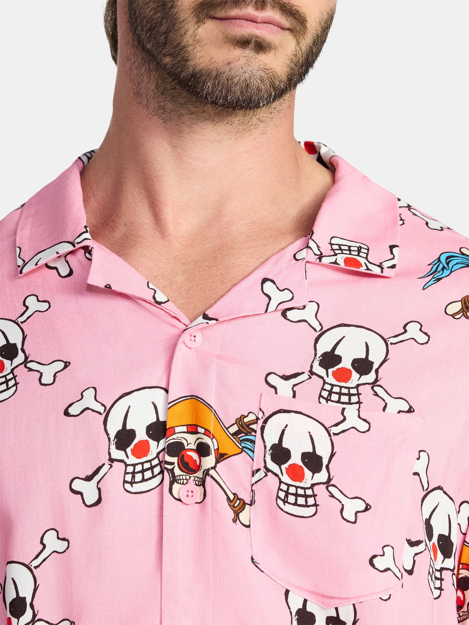 One Piece Men's and Big Men's Graphic Button-Up Shirt, Sizes XS-5XL