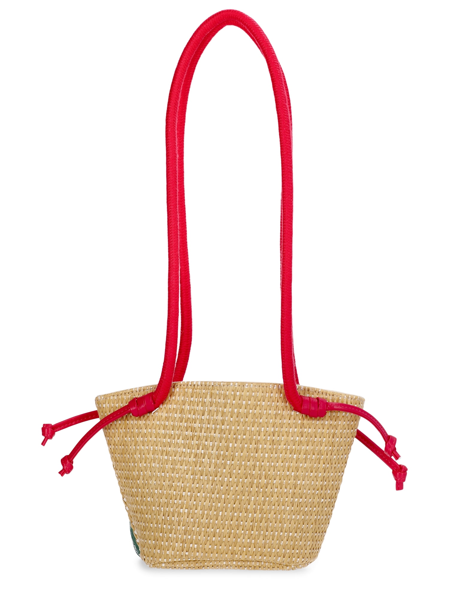 Wonder Nation Girls Strawberry Straw Crossbody Bag, Red