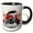 Black/White, variant on 3drose, Street Racer Popping a Wheelie, Blowing Smoke and Flames, 11oz Two-tone Red Mug