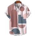 thumbnail image 2 of Camisa hawaiana con estampado geométrico para hombre, blusa holgada de manga corta con estampado 3D y empalmes coloridos, camisas hawaianas con solapa, 2 of 4
