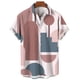 thumbnail image 2 of Camisa hawaiana con estampado geométrico para hombre, blusa holgada de manga corta con estampado 3D y empalmes coloridos, camisas hawaianas con solapa, 2 of 5