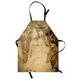 thumbnail image 1 of World Map Apron, Old Chart Cartography Showing Ocean Compass Location Retro Journey, Unisex Kitchen Bib with Adjustable Neck for Cooking Gardening, Adult Size, Sand Brown Olive Green, by Ambesonne, 1 of 4
