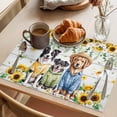 thumbnail image 3 of Spring Dog Placemats Set of 12 Sunflower Daisy Botanical Vintage Place Mats Indoor Wipeable Table Mats Washable Cloth Dining Table Placemats for Kitchen Holiday Party Home Decor 13x19 Inch, 3 of 9