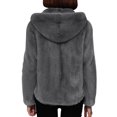 thumbnail image 6 of Homenesgenics Winter Jackets Plus Size ! Women's Thick Fleece Hooded Plush Jacket Long Sleeved Hoodied Casual Jackets Gray XXL, 6 of 6