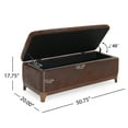 thumbnail image 2 of GDF Studio 50.75" Microfiber Upholstered Storage Bench, Wood Frame, Ottoman with Hidden Compartment, Brown, 2 of 9