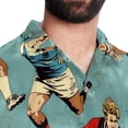 thumbnail image 5 of Football Men's Short Sleeve Beach Shirts Button Down Poplin Casual Printed Summer Unisex, 5 of 6