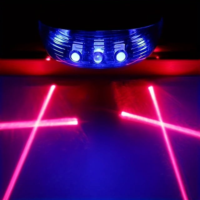 QJUHUNG Bicycle LED Tail Light with 5 LED Lights and 2 Laser Beams - ABS Material Seatpost Installation Battery Powered Does Not Include AAA Batteries Suitable for 36V or Below
