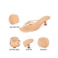 thumbnail image 3 of INSPIRE CHIC Women's Square Toe Strappy Strap Kitten Heels Slide Sandals Brown 9, 3 of 8