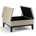 thumbnail image 6 of Simpli Home Dover 36 inch Wide Contemporary Square Coffee Table Storage Ottoman in Satin Cream Vegan Leather, 6 of 11