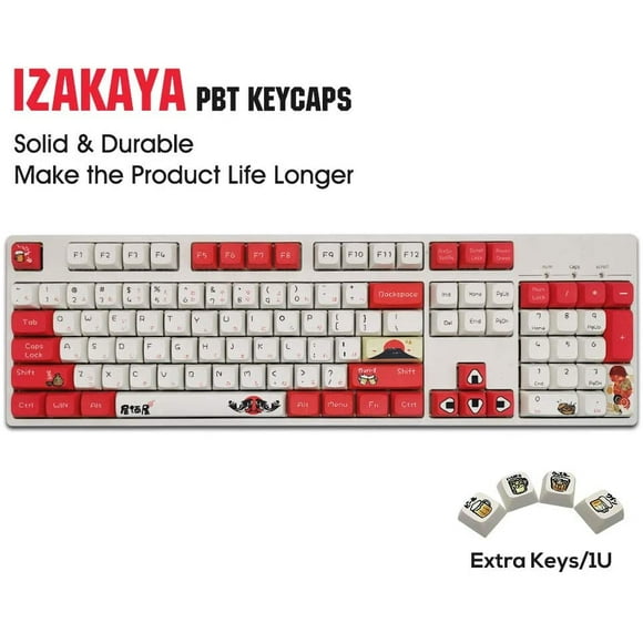 Capas de teclas japonesas, teclado personalizado de perfil XDA para teclados mecánicos, conjunto de teclas 108 completo con extractor de teclas (Izakaya teclas)