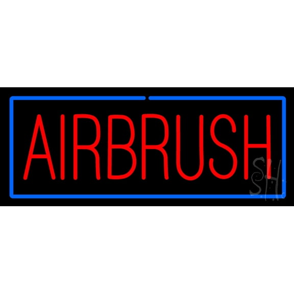 Red Airbrush with Blue Border LED Neon Sign 10 x 24 - inches, Black Square Cut Acrylic Backing, with Dimmer - Bright and Premium built indoor LED Neon Sign for Defence Force.