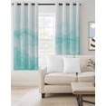 thumbnail image 2 of Aqua Ombre Mountain Blackout Curtains, Light Blocking Print Window Curtains, Nature Abstract Art Marble Gradient Thermal Insulated Window Drapes for Living Room Kitchen Cafe 2 Panels, 84"W x 63"L, 2 of 9