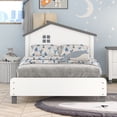 thumbnail image 2 of MODERNLUXE Twin Size Platform Bed,Wooden Bed Frame with House-Shaped Headboard for Home,White, 2 of 7