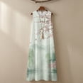 thumbnail image 6 of Jiueut Crane Bird Cherry Blossom Print Summer Maxi Dress for Women Sleeveless Crewneck Long Dress with Pockets, Linen Look Loose Fit Casual Beach Vacation Flowy Sundress, L, 6 of 7
