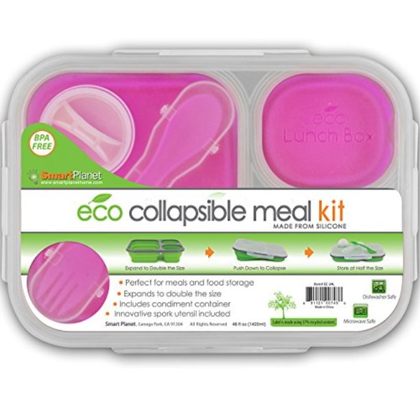 smart collapsible eco meal kit, large , pink