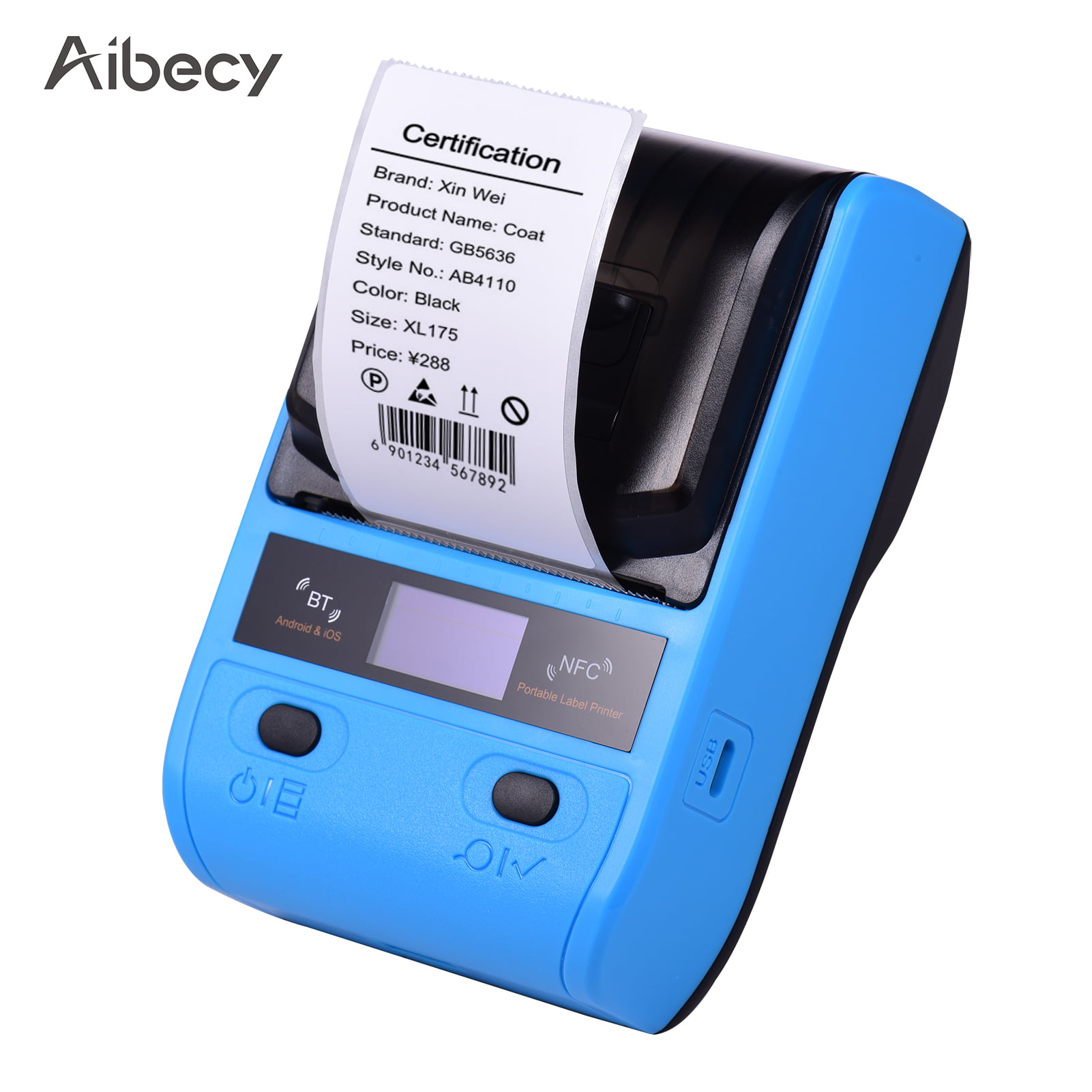 gullig forlade dybtgående Aibecy Portable Thermal Label Printer Commercial Thermal Shipping Label  Printer USB NFC BT Connection Support High Speed Printing ESC/POS Command  1D 2D Bar-code Address Label ON Windows/Android/IOS - Walmart.com