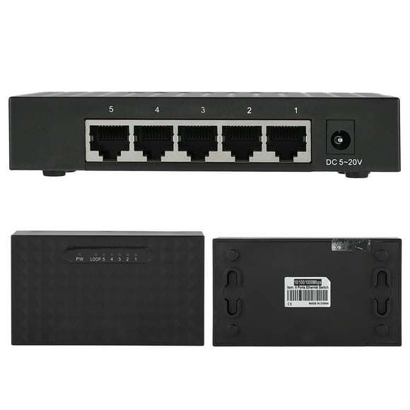 Hub Ethernet Gigabit 5 Ports Rapide 10/100/1000Mbps Switch Gigabit Noir