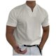 thumbnail image 1 of Men's Casual Solid Color V-Neck Gentleman's Business Short Sleeve Fitness T-Shirt 3XL, 1 of 5