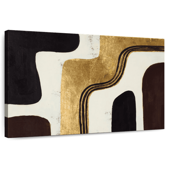 Elephant Stock Retro Africa Wall Art - Horizontal Canvas Wall Art - Living Room Wall Decor - Abstract Canvas - Brown And Gold Decor By Patricia Pinto - 12" x 8"