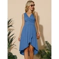 thumbnail image 4 of DARING DIVA Women's V Neck Sleeveless Midi Wrap Dresses S Deep Blue, 4 of 7