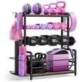 thumbnail image 1 of Estante de pesas para gimnasio y hogar de 3 niveles para mancuernas y pesas rusas, 1 of 7