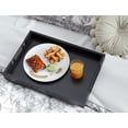 thumbnail image 5 of Fibogollo Bamboo Set of 2 Serving Tray with Metal Handles,Ottoman Decorative Trays Platter for Coffee Table,Living Room,Bar,Party(Black), 5 of 6