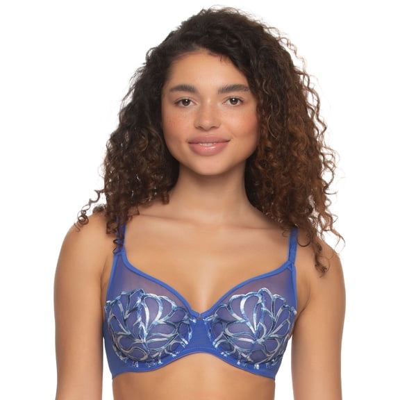 Paramour by Felina | Lotus Embroidered Unlined Bra | Ultra-Light (Dazzling Blue Ombre, 32C)