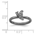 thumbnail image 5 of 925 Sterling Silver Stackable Expressions Black-plated Butterfly With Diamond Ring Size: 6; for Adults and Teens; for Women and Men, 5 of 5