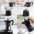 thumbnail image 3 of Ausein Cafetera Italiana 450ml, Cafetera Espresso Manual de Aluminio para Caf&eacute;, Moka Pot Portatil con 2 Cucharas de Caf&eacute;, para Estufa, Casa, Oficina, Restaurante y Camping (Negro, 3 of 7