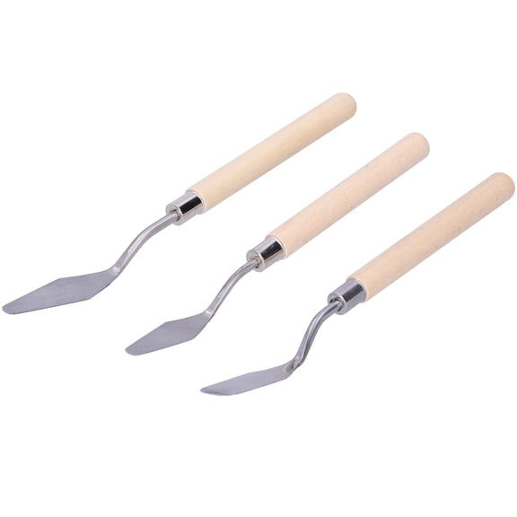 NFTIGB Professional Palette Knife Set 3Pcs Wooden Handle Oil Painting Spatula Art Paint Scraper Drawing Tool for Acrylic Mix, Canvas and Craft Texturing (7.48 inches / 19.0 cm)