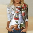 thumbnail image 2 of Camisas Navideñas Para Mujer Tops de Cuello Redondo Blusa Informal Suelta Con Manga 3/4 Y Estampado Navideño Odeerbi  ODB197929, 2 of 5