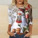 thumbnail image 2 of Camisas Navideñas Para Mujer Tops de Cuello Redondo Blusa Informal Suelta Con Manga 3/4 Y Estampado Navideño Odeerbi  ODB197931, 2 of 5