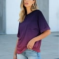 thumbnail image 6 of WRKEKC Short Sleeve Shirts for Women, Summer T-Shirts for Women, Women's Trendy Casual Short Sleeve Gradient Printed Pocket Ladies Round Neck Blouse, 6 of 8