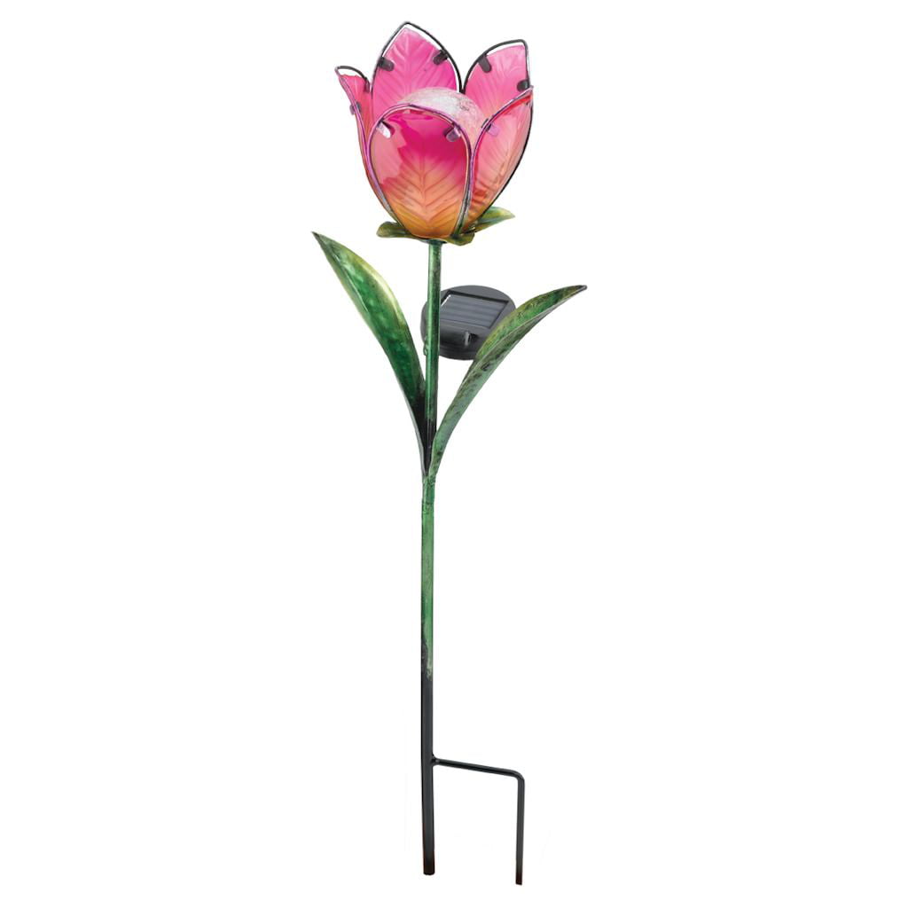 Regal Art &Gift Solar Tulip Stake Pink/Yellow 