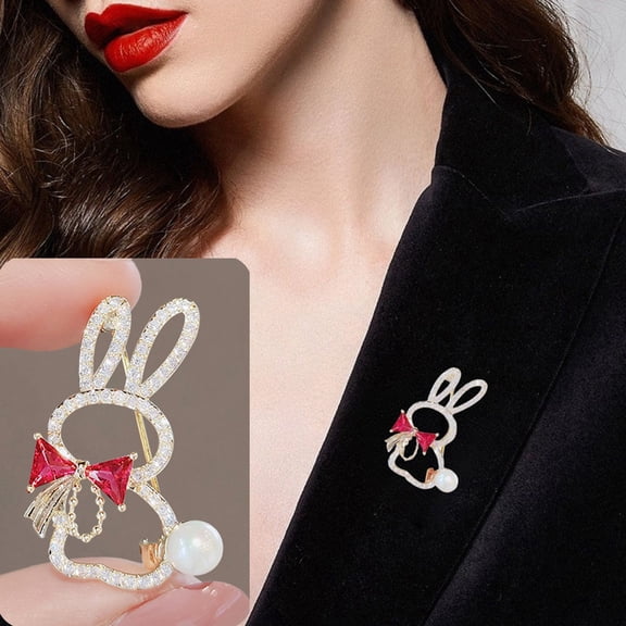 Easter Brooch & Lapel Pins for Women, Bunny Animal Brooches Lapel Pins, Rabbit Shaped Bunny Brooch Alloy Clothing Accessory for Easter & Commemorative Gifting