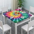 thumbnail image 3 of Rainbow Tie Dye Mandala Pattern Square Fitted Tablecloth with Elastic Edge,Square Table Cover,Washable Elastic Table Cover for Home Kitchen Party Decor 34"x34", 3 of 6