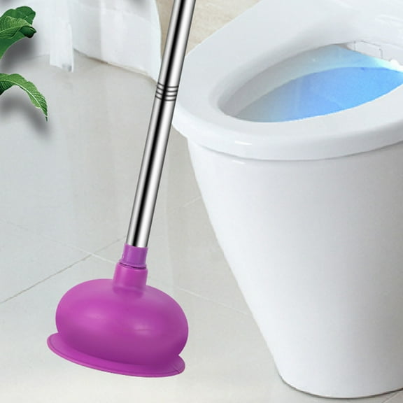 Drain Plunger, Small Hand Force Plumber Helper, Little 6 inch Cup Clog Remover, Tiny Rubber Unclogger in 23" Handle for Kitchen Sink, Bathroom Toilet, Shower Bath Tub(Purple)