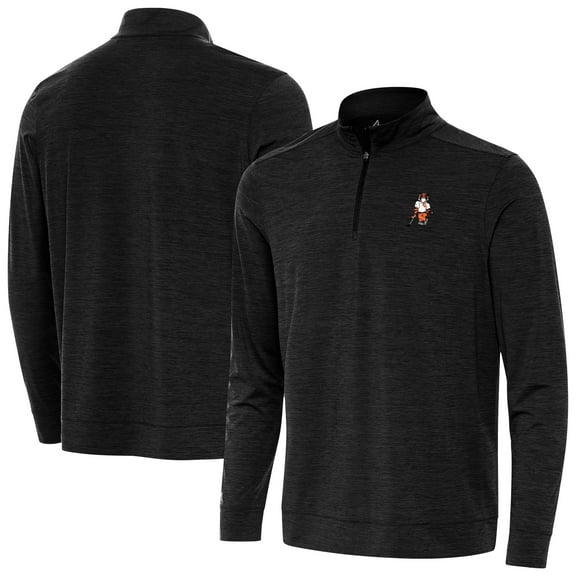 Men's Antigua Heather Black Clemson Standing Tiger Golf Bright Quarter-Zip Pullover