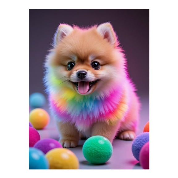 Diamond Art Kit for Adults, Rainbow Puppy With Colorful Balls Diamond Painting for Adults Beginners, 5D DIY Diamond Art Painting Kits, Colorful Diamond Painting Craft for Home Decor 12x16