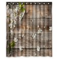 thumbnail image 1 of ABPHQTO Cortina de ducha de poliéster impermeable Flores sobre madera y ganchos 150x180 cm, 1 of 1