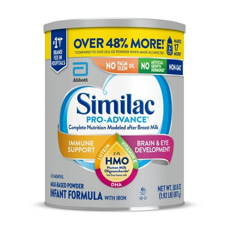 Similac Pro-Advance Powder Baby Formula, With 2′-FL HMO for Immune Support, 30.8-oz Value Can