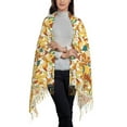 thumbnail image 2 of Zufioo 70s Groovy Hippie Print Long Plush Tassel Scarf, Winter Shawl Accessories for Women, 2 of 8