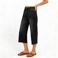 thumbnail image 6 of Capri Pants for Women Summer Drawstring Elastic Waist Baggy Wide Leg Cropped Jeans Stretchy Pull on Denim Capris Black M, 6 of 8