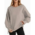 thumbnail image 6 of Women Oversized Sweatshirts Crewneck Side Slit Pullover Long Sleeve Casual Tops, 6 of 6