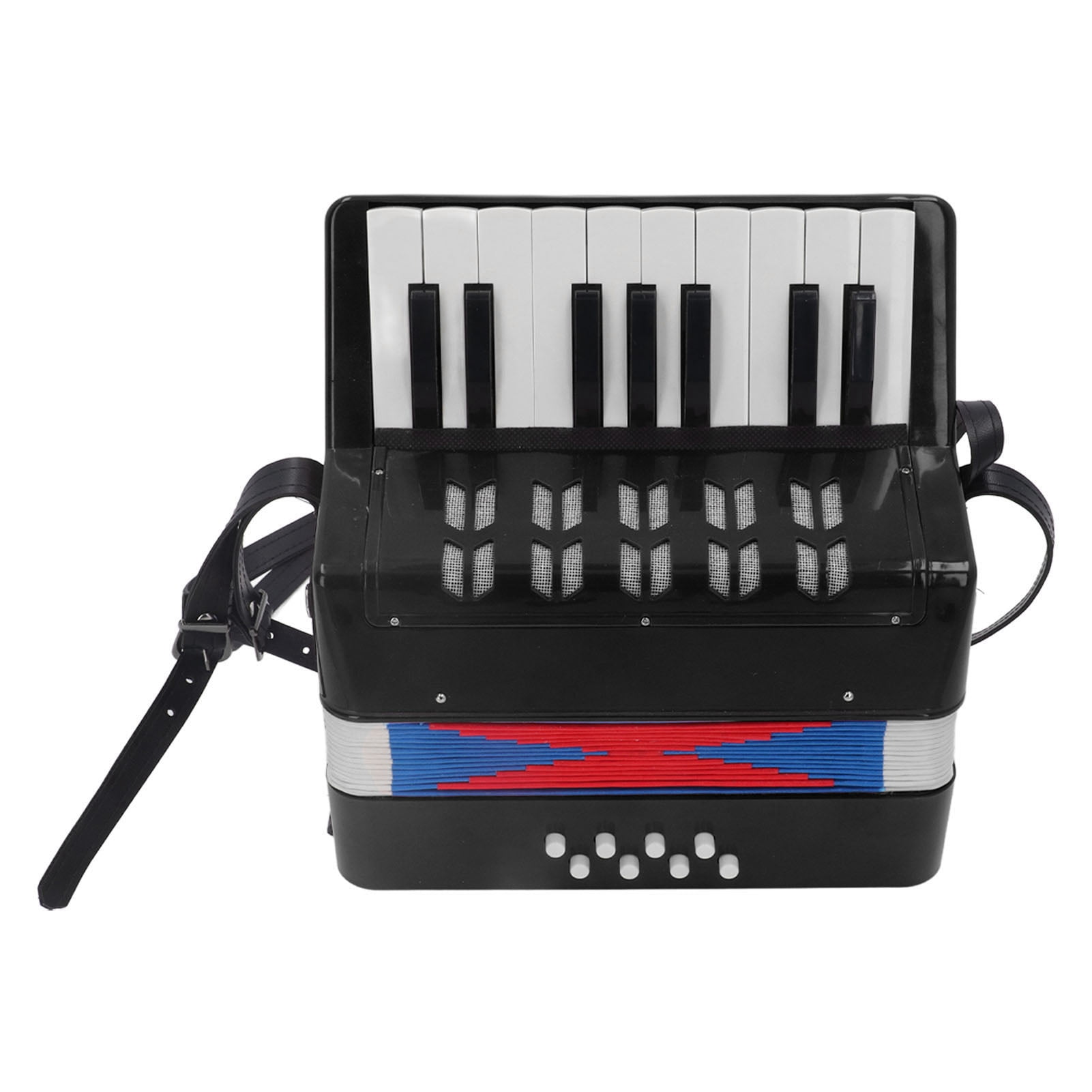 Piano Accordion 9.1 X 9.1 X 3.9 Inches Entry Level Piano Accordion ABS Plastic With Retractable Leather Strap 17 Keys 8 Bass Keys Entry Level Accordion Portable Accordion For Kids Beginners