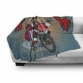 thumbnail image 3 of Santa Soft Flannel Fleece Blanket, Biker Santa Claus Riding a Motorcycle Pop Art Retro Style Background Halftone Effect, Cozy Plush for Indoor and Outdoor Use, 50" x 60", Multicolor, by Ambesonne, 3 of 6