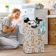 thumbnail image 5 of Yayeee Freestanding Laundry Hamper with Handle Collapsible Large Storage Basket for Clothes, Brown Cartoon Bears, 5 of 7